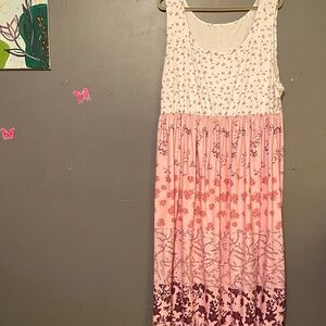 Elegant Pink and Purple Floral Maxi Dress